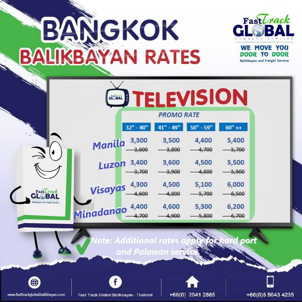Balikbayan TV Rates Thailand